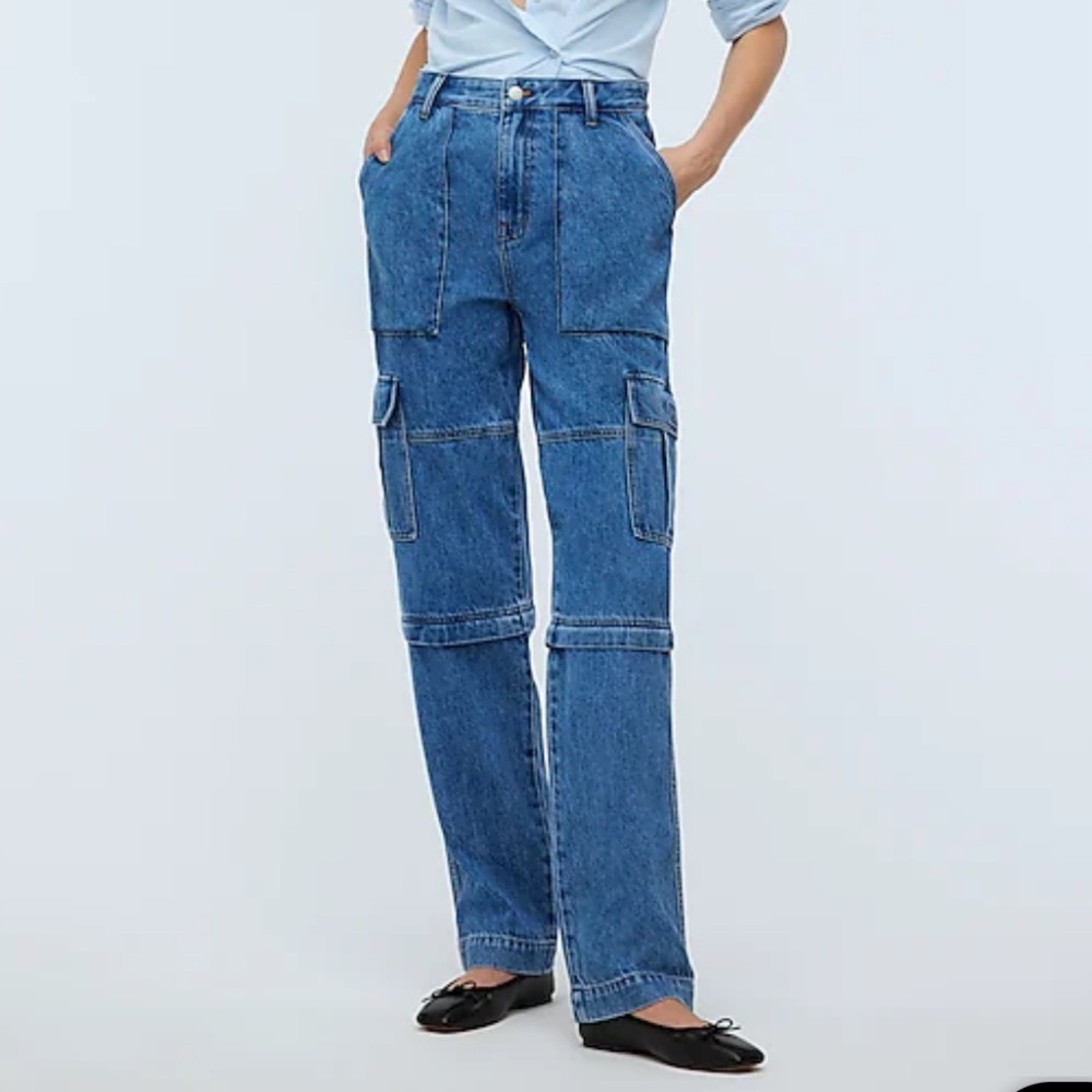 Madewell Baggy Straight Cargo Jeans in Thetford Wash: Zip-Off Edition NWT